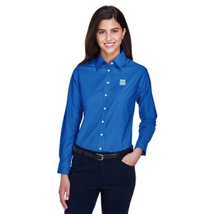 Coast Guard Harriton Ladies Long-Sleeve Oxford with Stain-Release