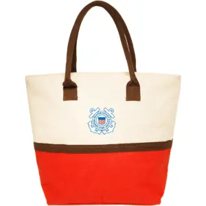 Coast Guard - Two-Tone Jute Beach Tote Bags (17.5""x13.5"")