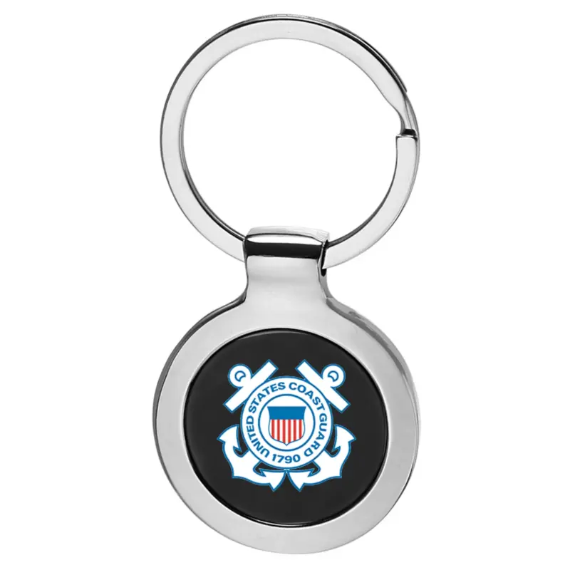 Coast Guard - Round Two Tone Metal Key Chains