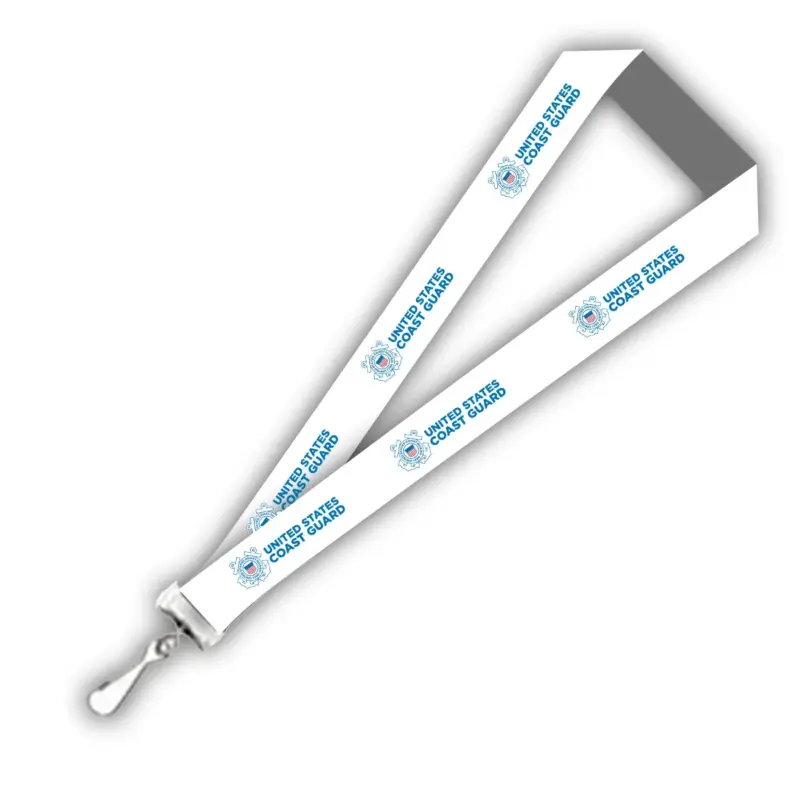 Coast Guard - 3/4"" Dye-Sublimation White Lanyards with Swivel Cip