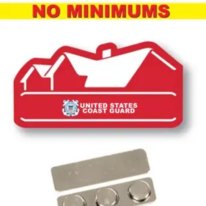 Coast Guard - Name badge Custom Shape Red Plastic