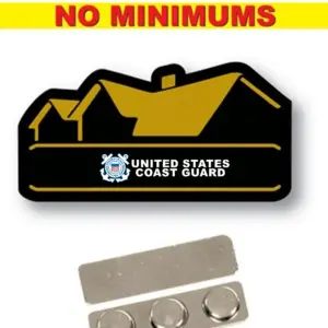 Coast Guard - Name Badge Custom Shape BLACK Plastic