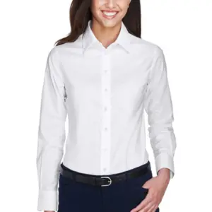 Coast Guard - Harriton Ladies Long-Sleeve Oxford with Stain-Release