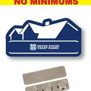 Coast Guard - Name Badge  Custom Shape Navy Blue Plastic
