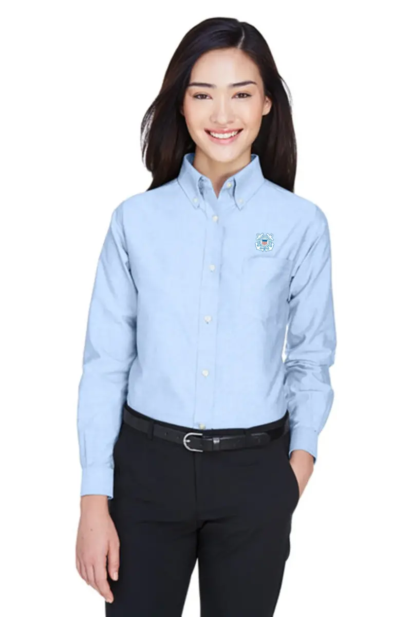 Coast Guard - ULTRACLUB Ladies Classic Wrinkle-Resistant Long-Sleeve Oxford