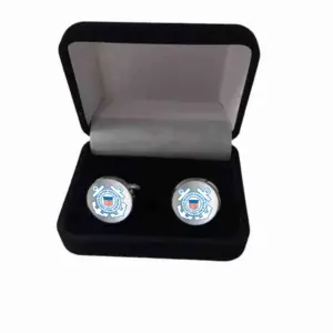 Coast Guard - Round Seal Cuff Links with Velvet Box 3/4"" Min 100 pcs