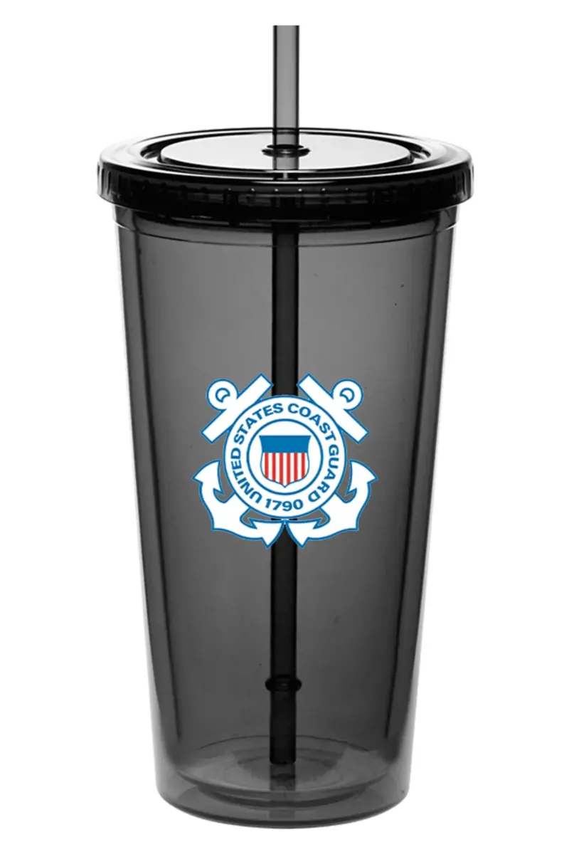 Coast Guard - 20 Oz. Double Wall Acrylic Bottles w/Straws