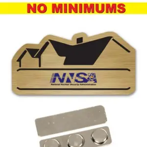 NNSA - Name Badge Custom Shape Brushed Gold Plastic