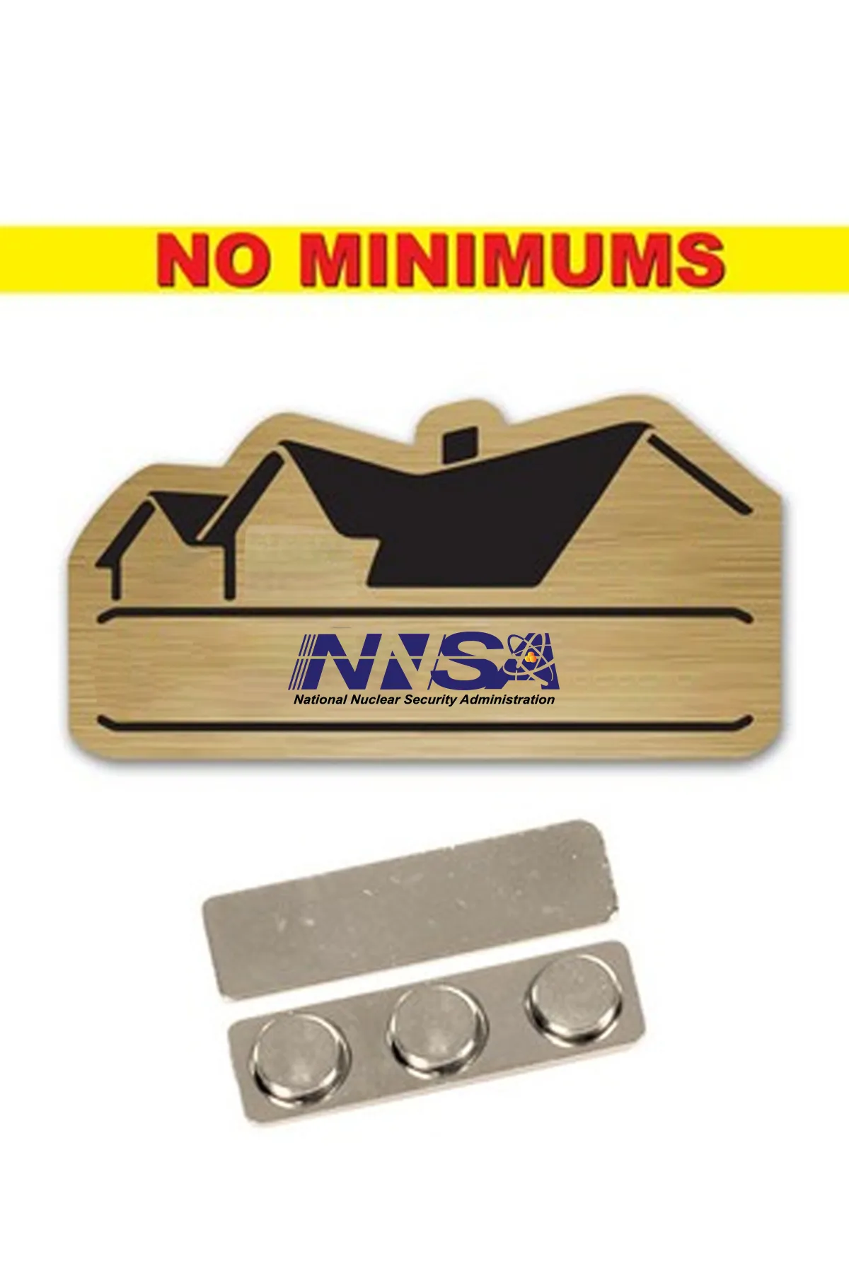 NNSA - Name Badge Custom Shape Brushed Gold Plastic