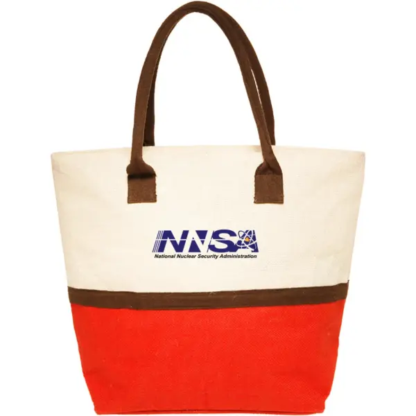 NNSA - Two-Tone Jute Beach Tote Bags (17.5""x13.5"")