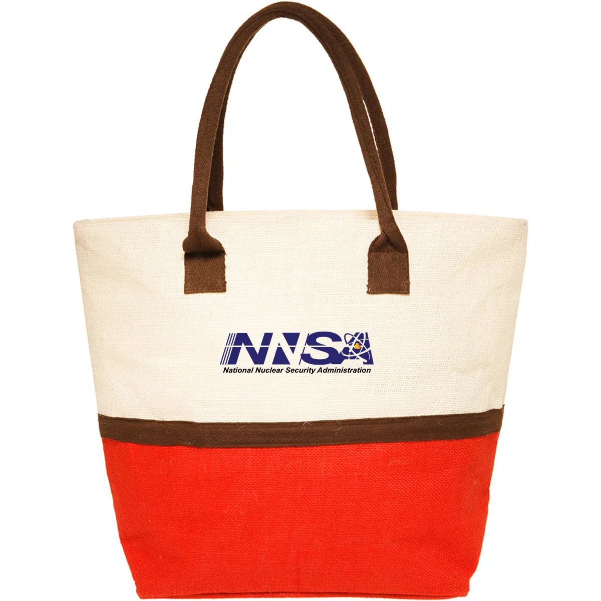 NNSA - Two-Tone Jute Beach Tote Bags (17.5""x13.5"")