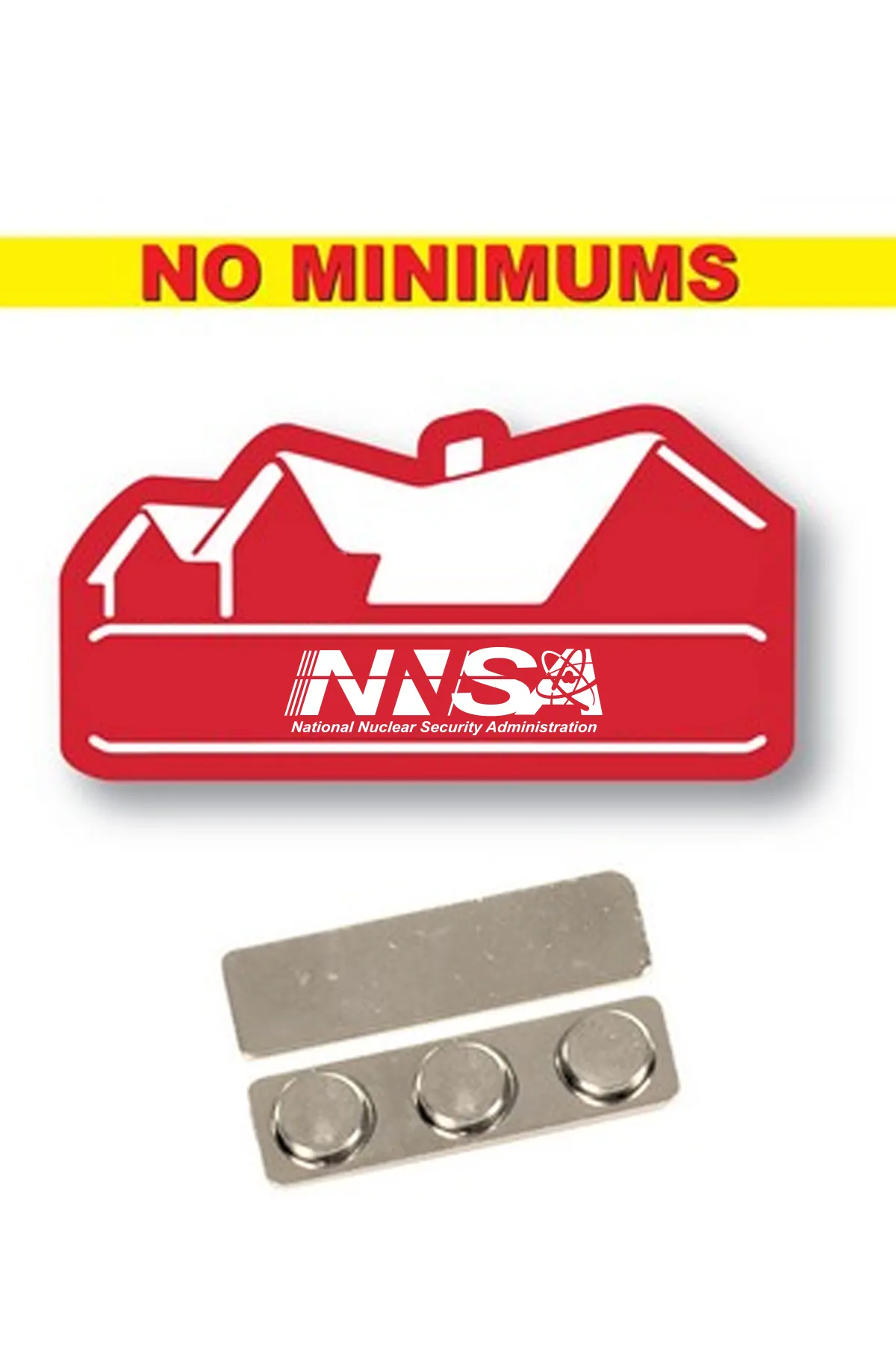NNSA - Name badge Custom Shape Red Plastic