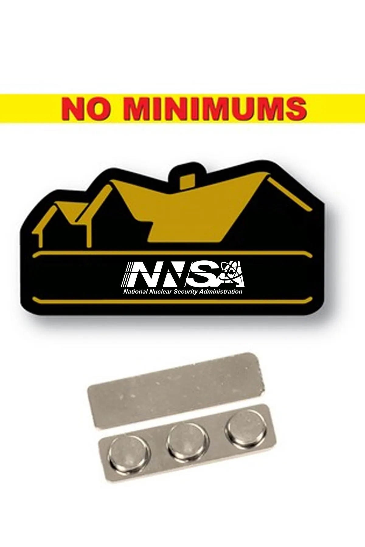 NNSA - Name Badge Custom Shape BLACK Plastic