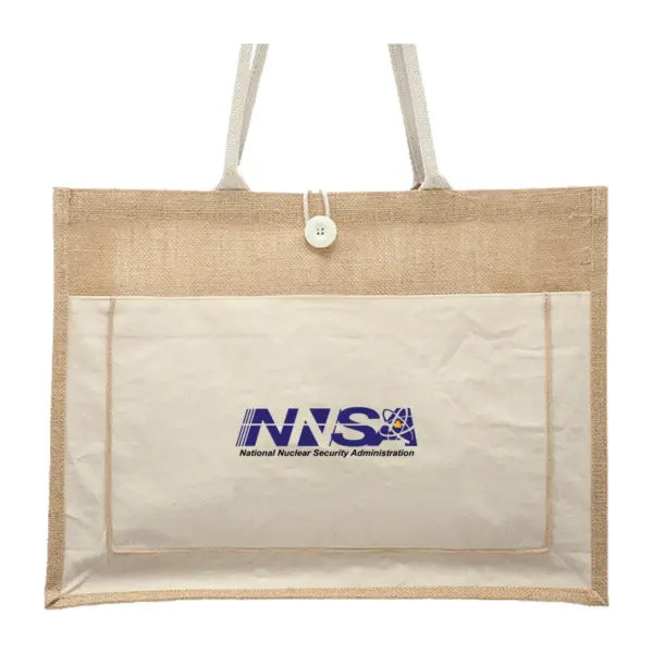 NNSA - Cotton Pocket Jute Tote Bags (17.75""x13.75"")