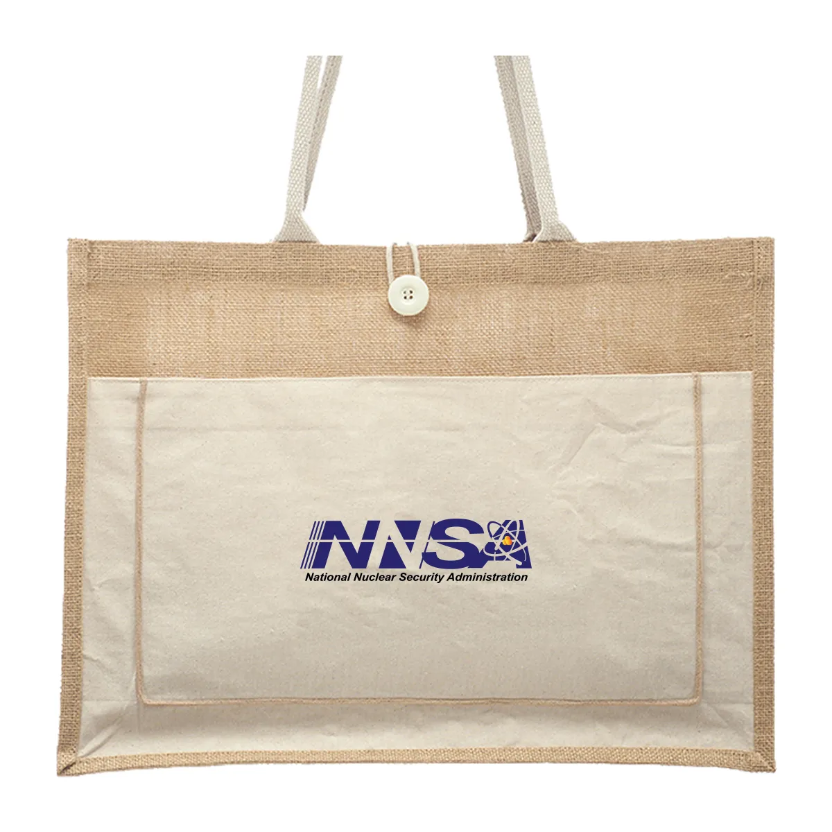 NNSA - Cotton Pocket Jute Tote Bags (17.75""x13.75"")