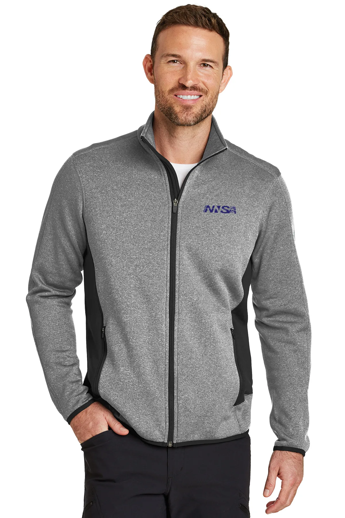 NNSA - Eddie Bauer Men's Full-Zip Heather Stretch Fleece Jacket