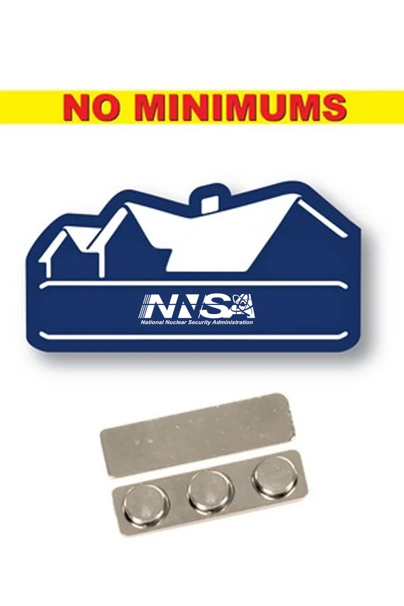 NNSA - Name Badge  Custom Shape Navy Blue Plastic