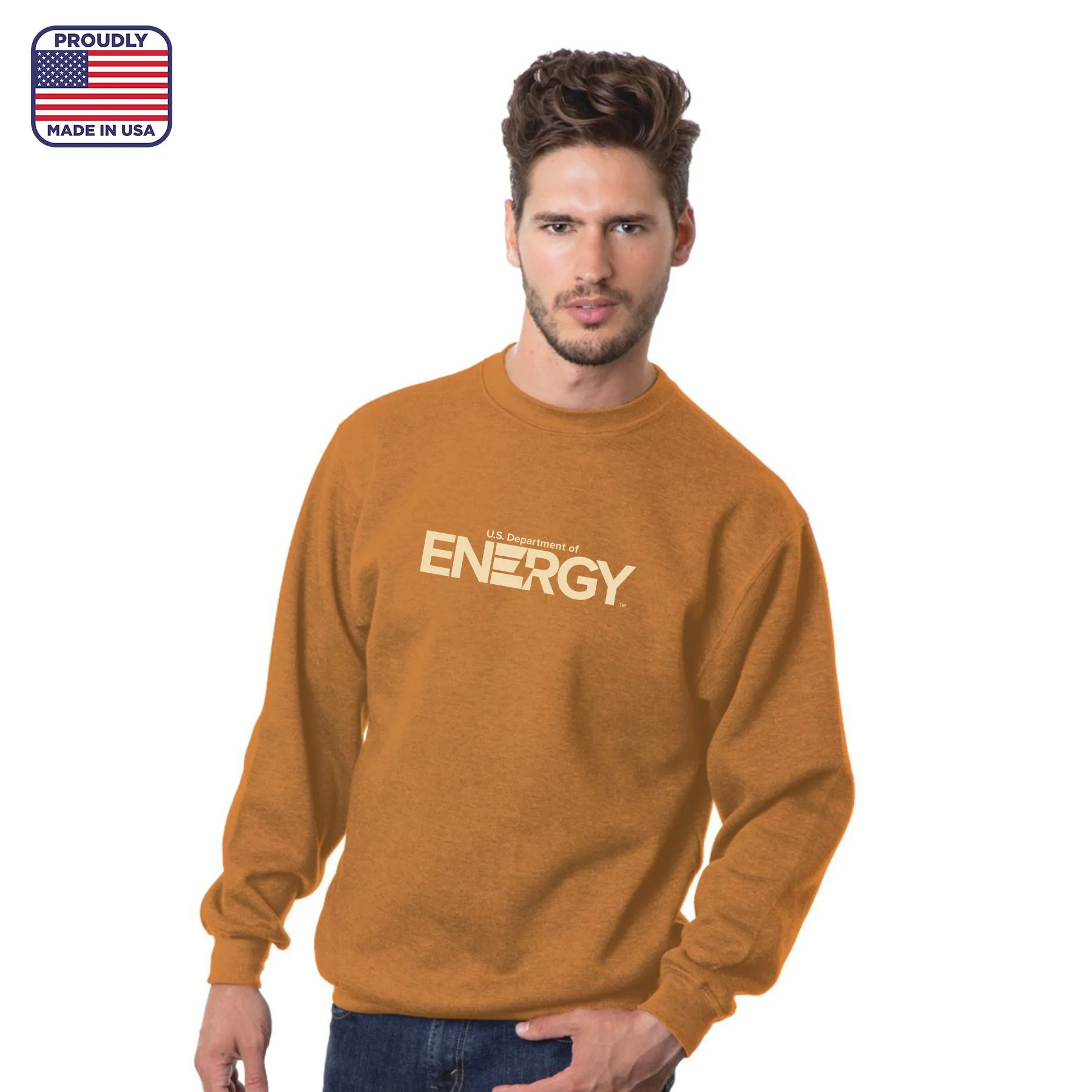 doen made in usa 100% pre shrunk unisex crewneck fleece white print