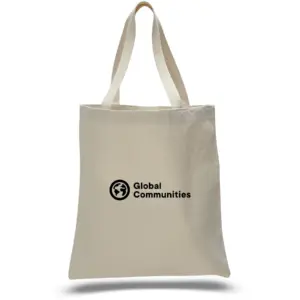Global Communities 12 Oz. Natural Canvas Promotional Bag w/ Web Handles - 1 Color (15""x16"")