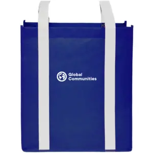 Global Communities Non-Woven Grocery Tote Bags (12.375""x14"")