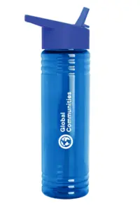 Global Communities 24 Oz. Slim Fit Water Bottles With Flip Straw Lid