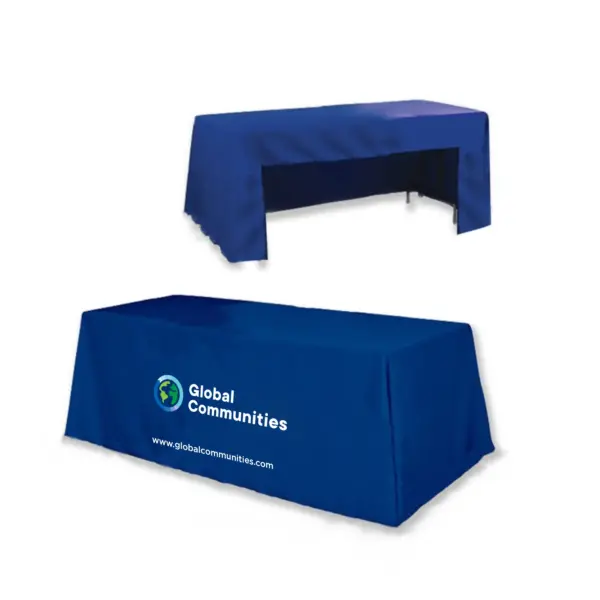 Global Communities 6ft Table 3 Sided Fitted Full Color Printed Table Cover