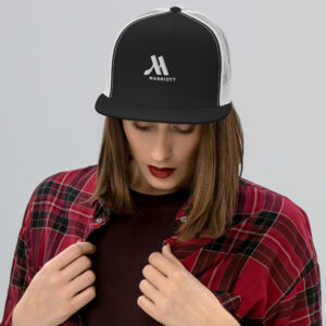marriott 5 panel trucker cap white color logo
