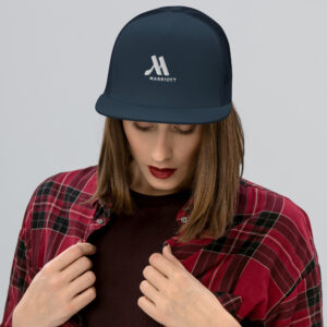 marriott 5 panel trucker cap white color logo