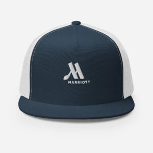 marriott 5 panel trucker cap white color logo
