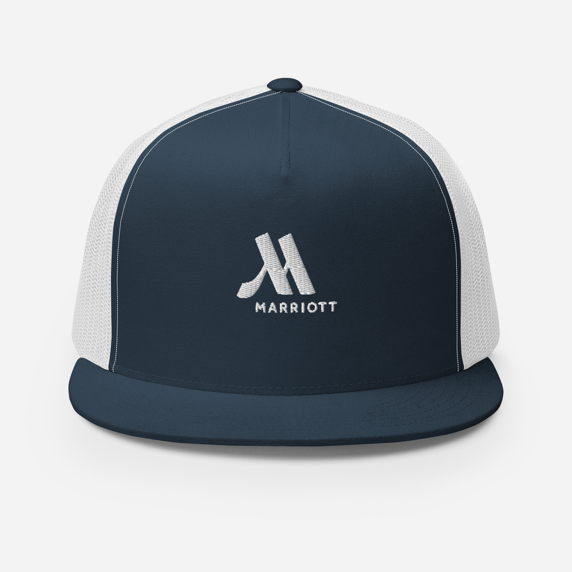 marriott 5 panel trucker cap white color logo