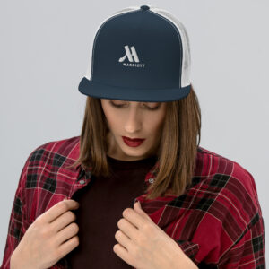 marriott 5 panel trucker cap white color logo