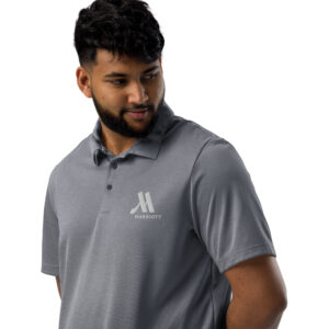 marriott adidas space dyed polo shirt white color logo