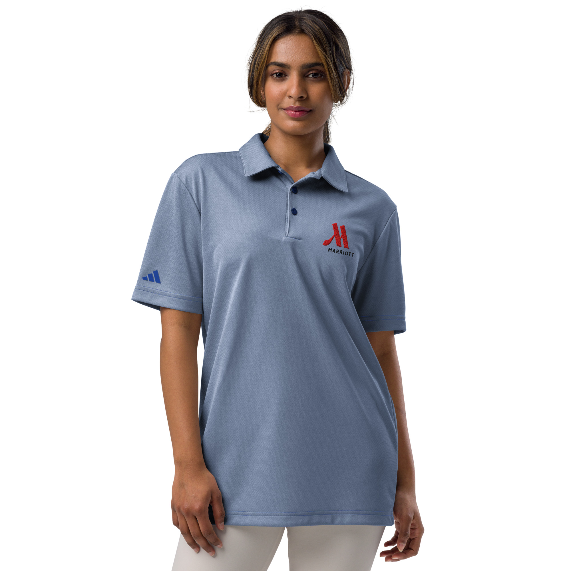 marriott adidas space dyed polo shirt full color logo