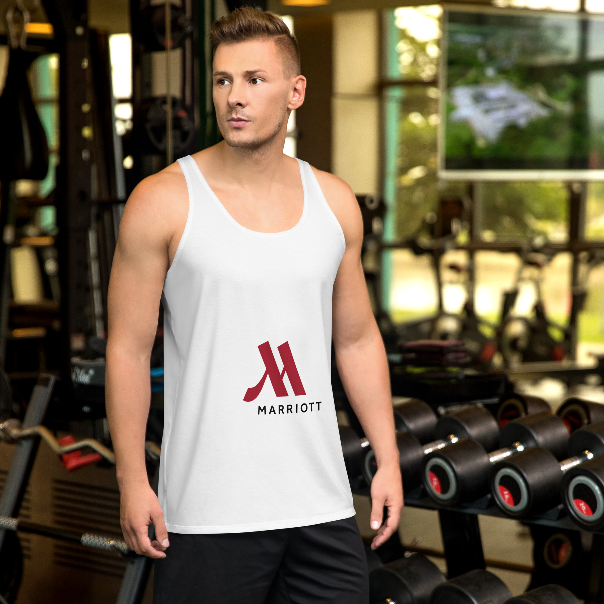 marriott all over print men's tank top full color logo