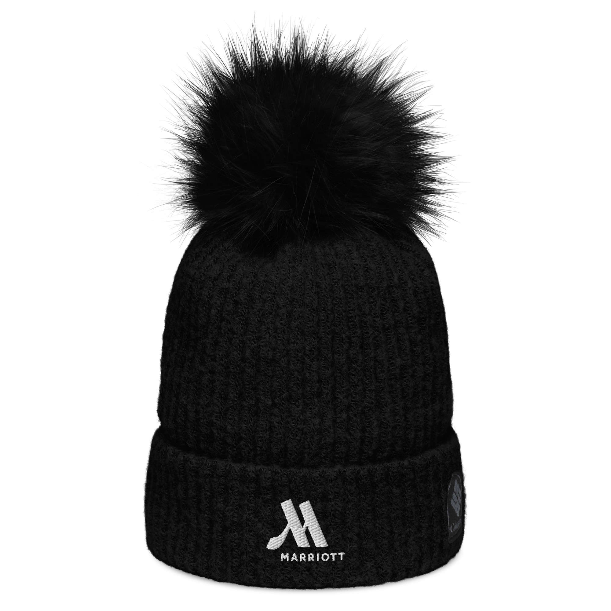 marriott columbia pom pom beanie white color logo