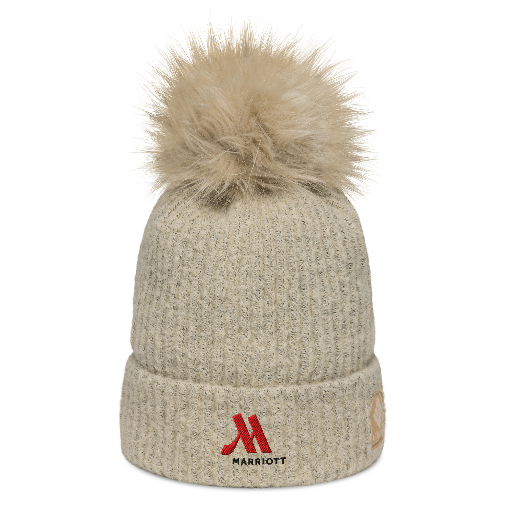 marriott columbia pom pom beanie full color logo