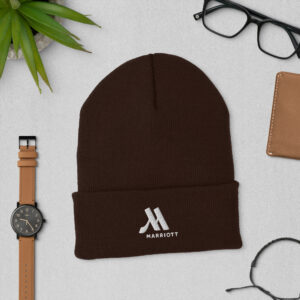 marriott cuffed beanie | yupoong white color logo