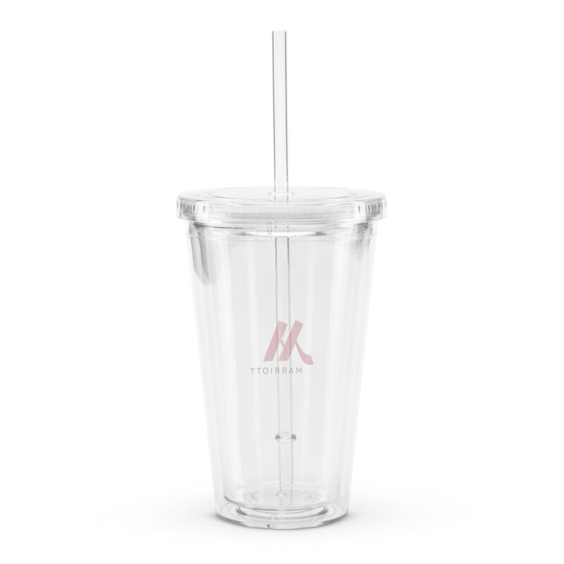 marriott double wall clear plastic tumbler (16 oz) full color logo