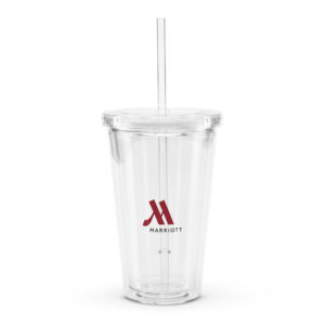 marriott double wall clear plastic tumbler (16 oz) full color logo