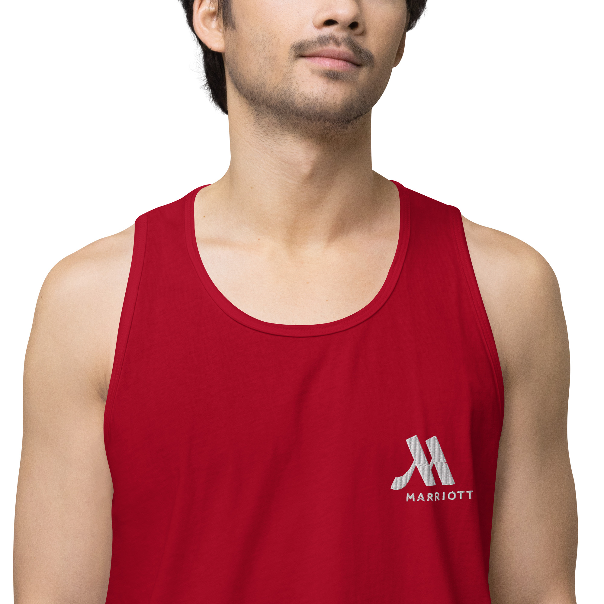marriott men's premium tank top | cotton heritage white color logo