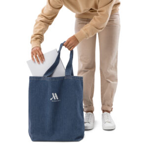marriott organic denim tote bag white color logo