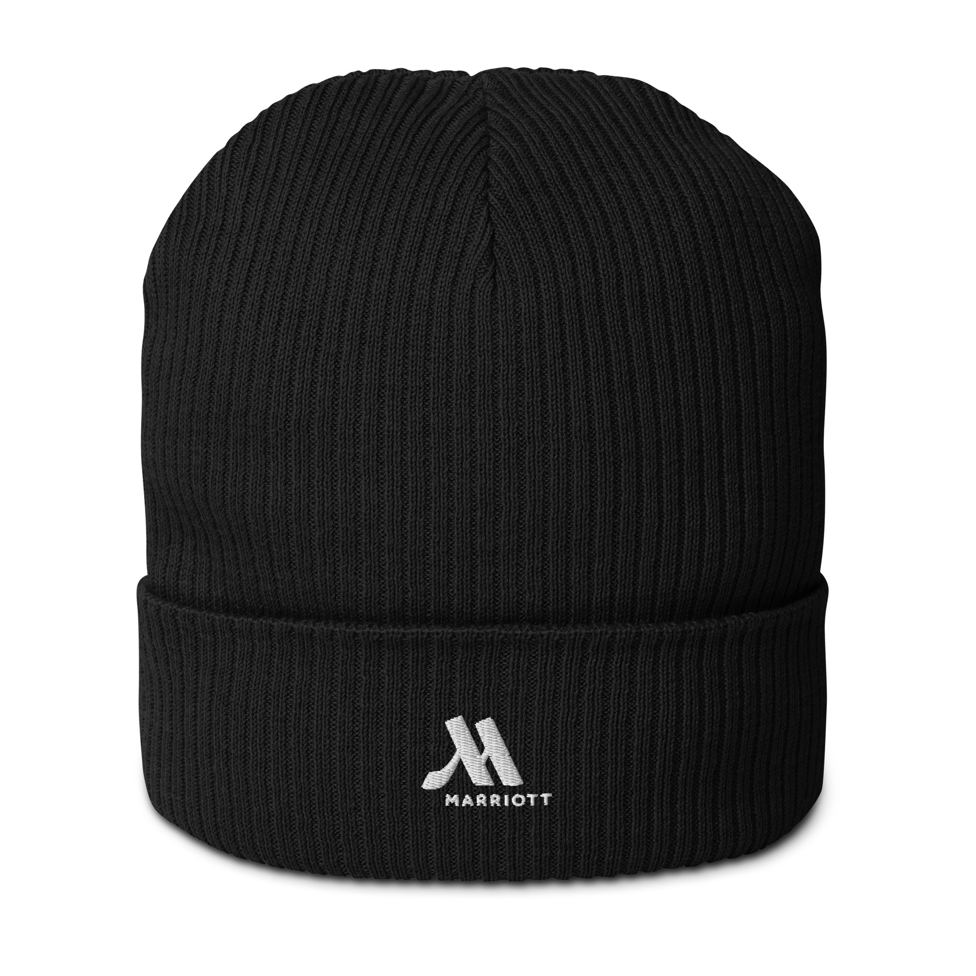 marriott organic ribbed beanie | atlantis white color logo