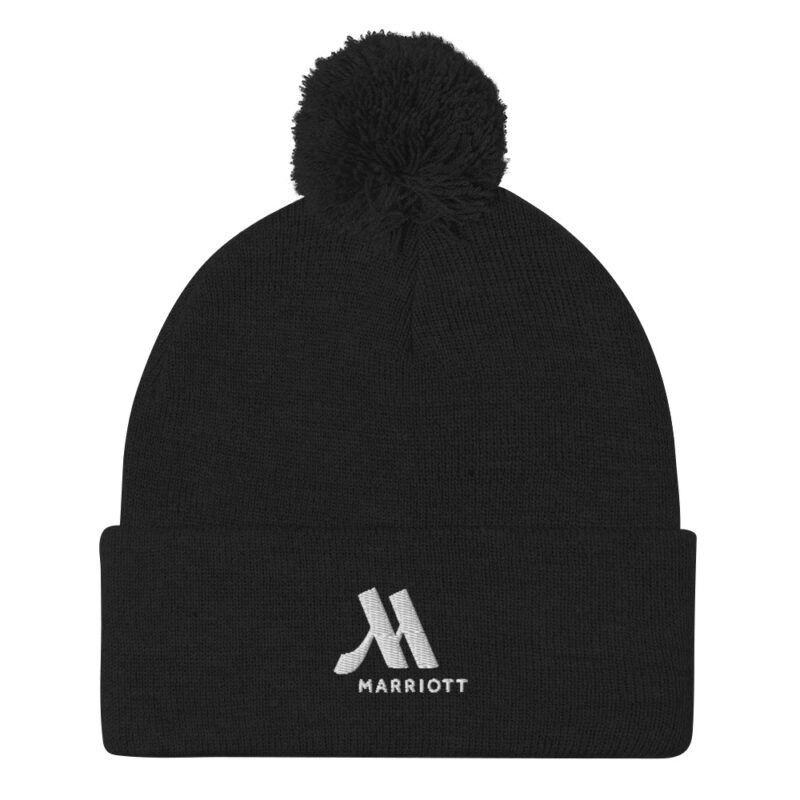 marriott pom pom knit cap | sportsman white color logo