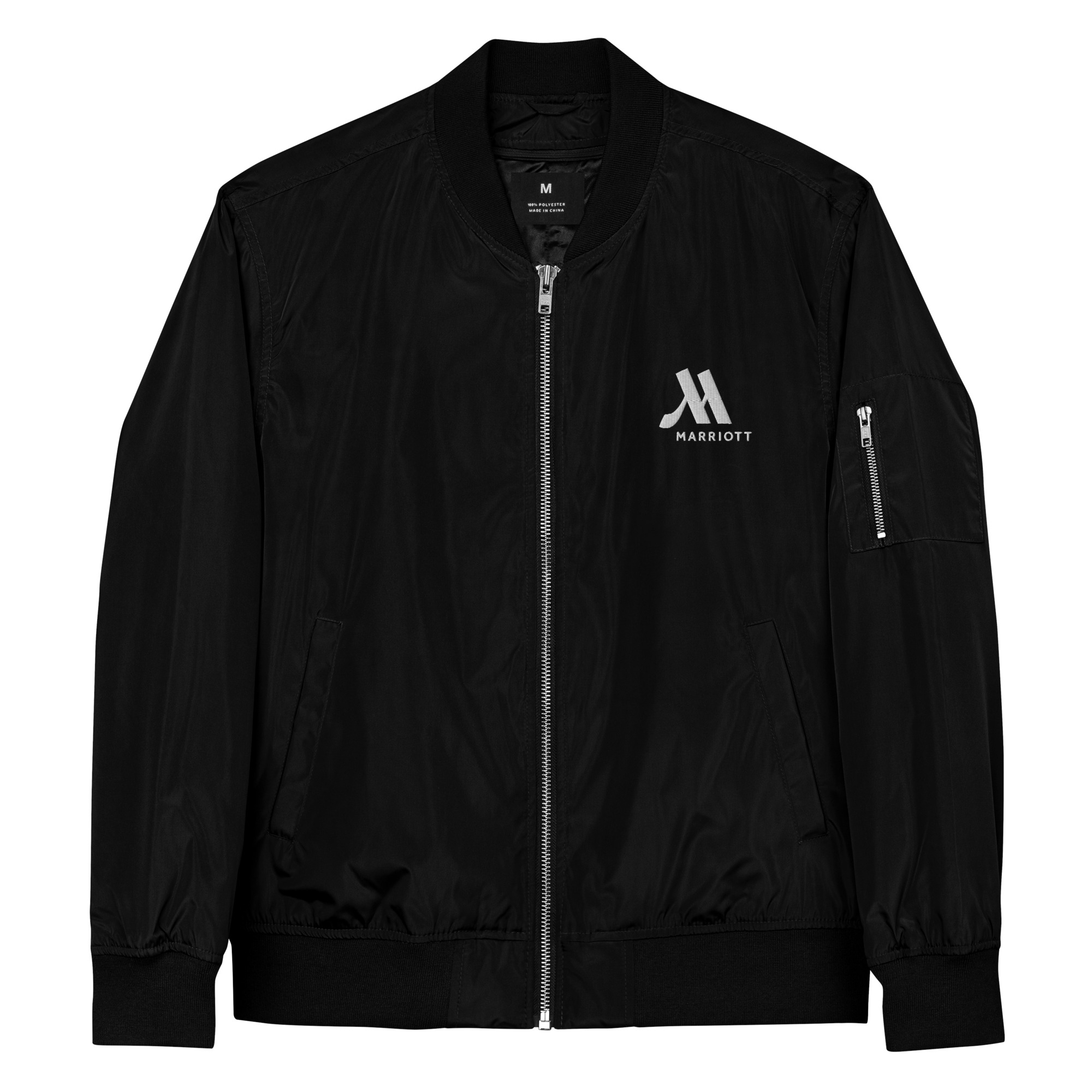 marriott premium recycled bomber jacket | threadfast apparel white color logo