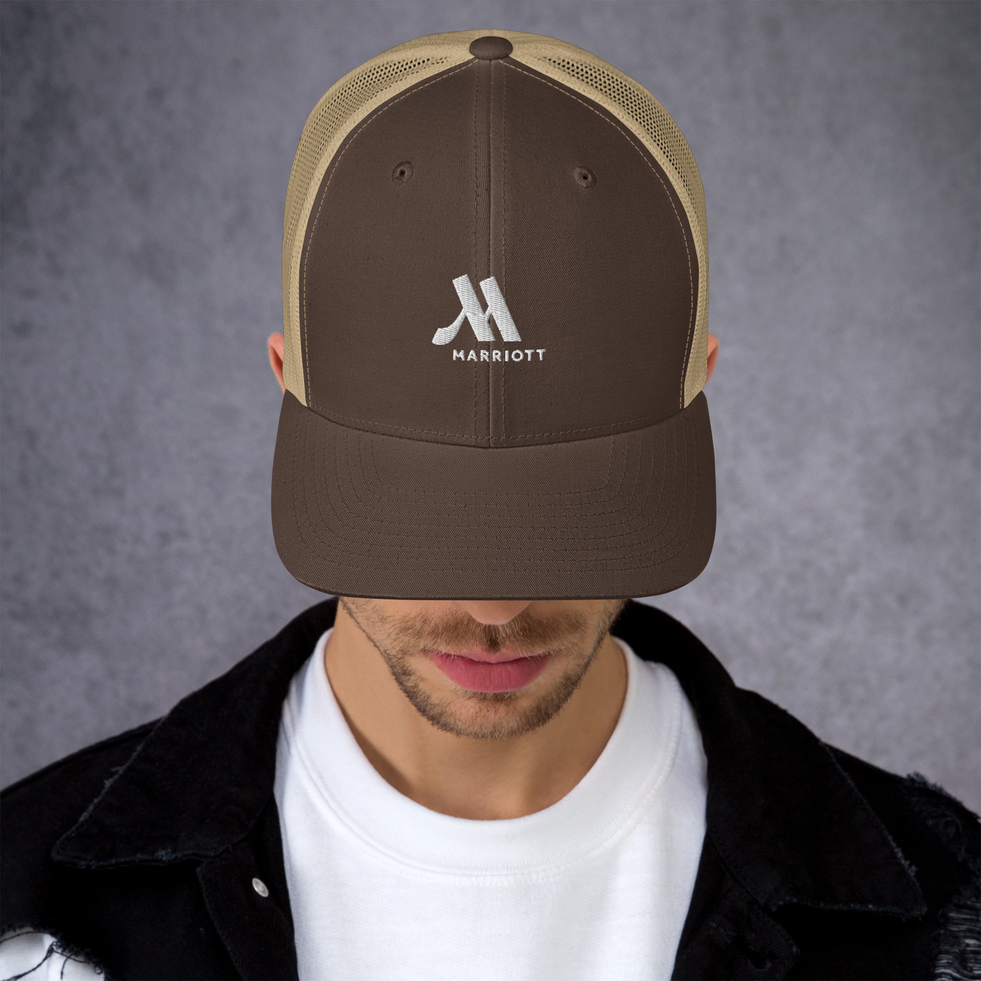marriott retro trucker hat | yupoong white color logo