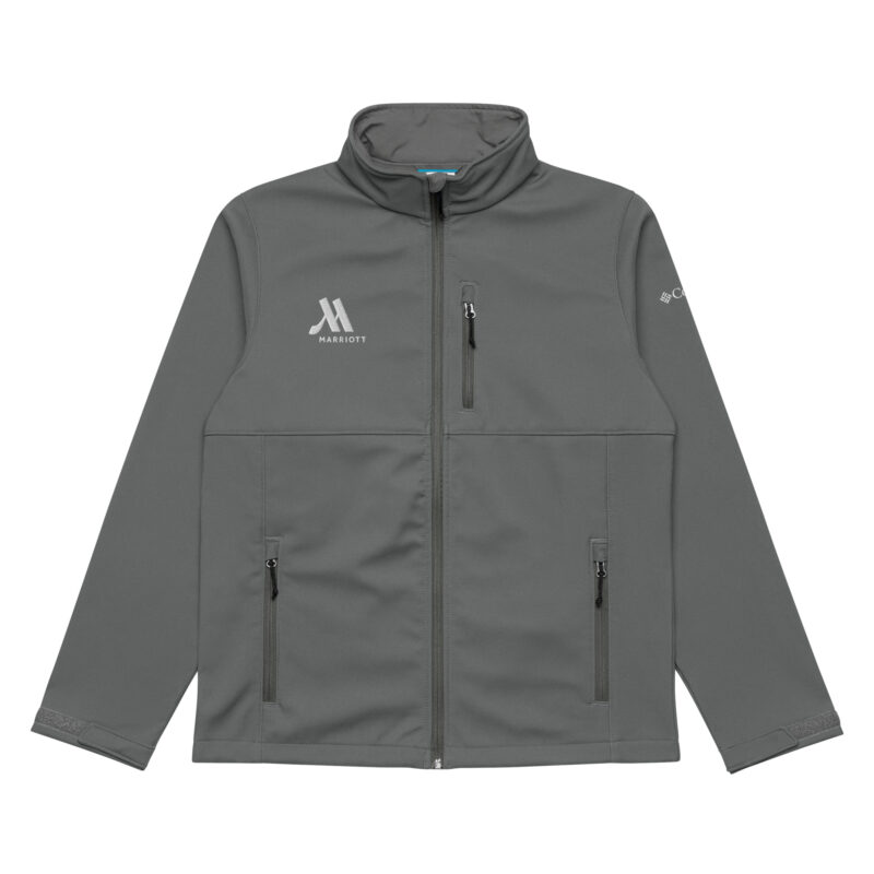 marriott unisex columbia soft shell jacket white color logo
