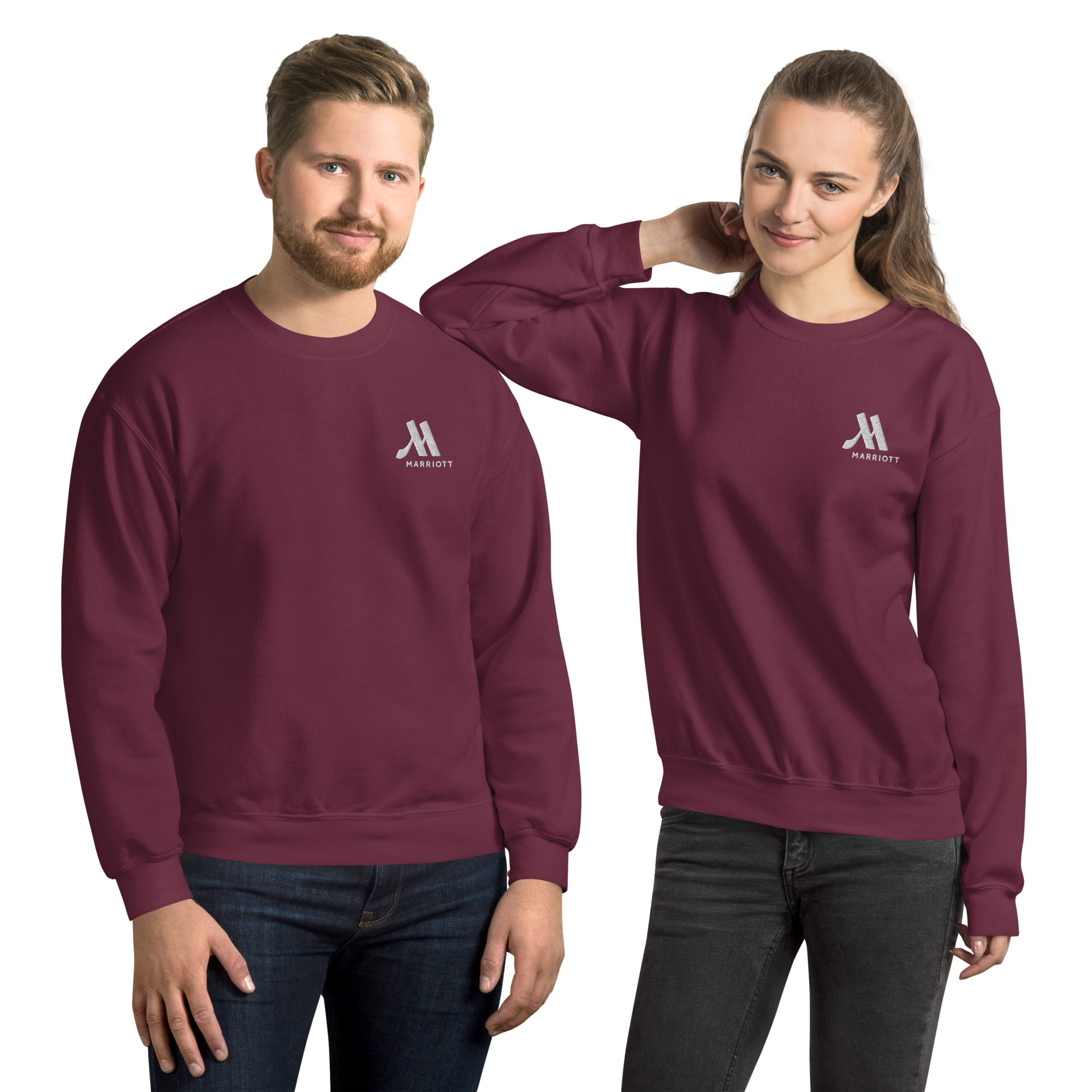 marriott unisex crew neck sweatshirt | gildan white color logo