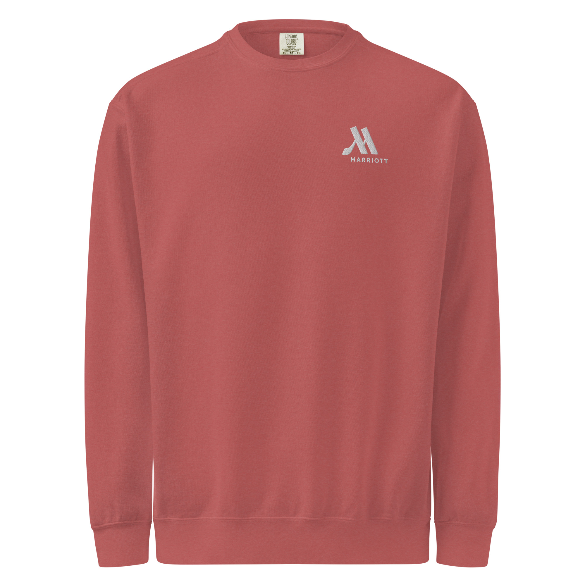 marriott unisex garment dyed sweatshirt white color logo