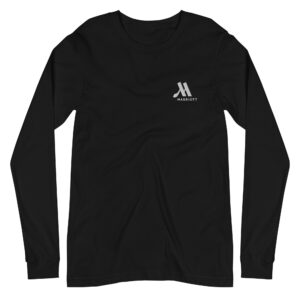 marriott unisex long sleeve tee | bella + canvas white color logo