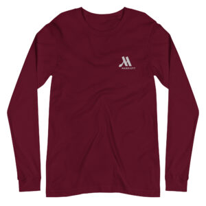 marriott unisex long sleeve tee | bella + canvas white color logo